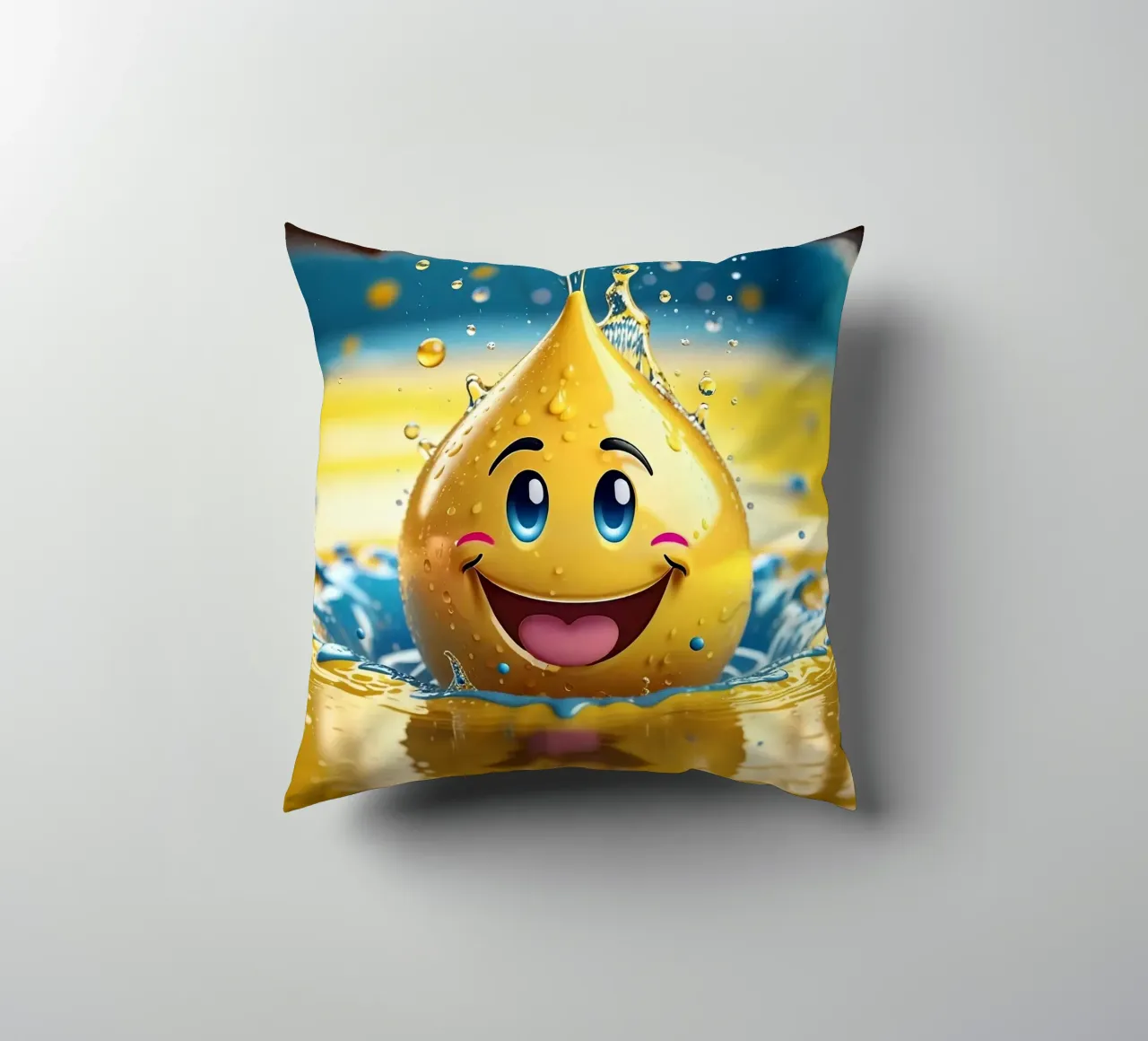 Emoji in acqua_2 cuscino da AI-Portraits by LK