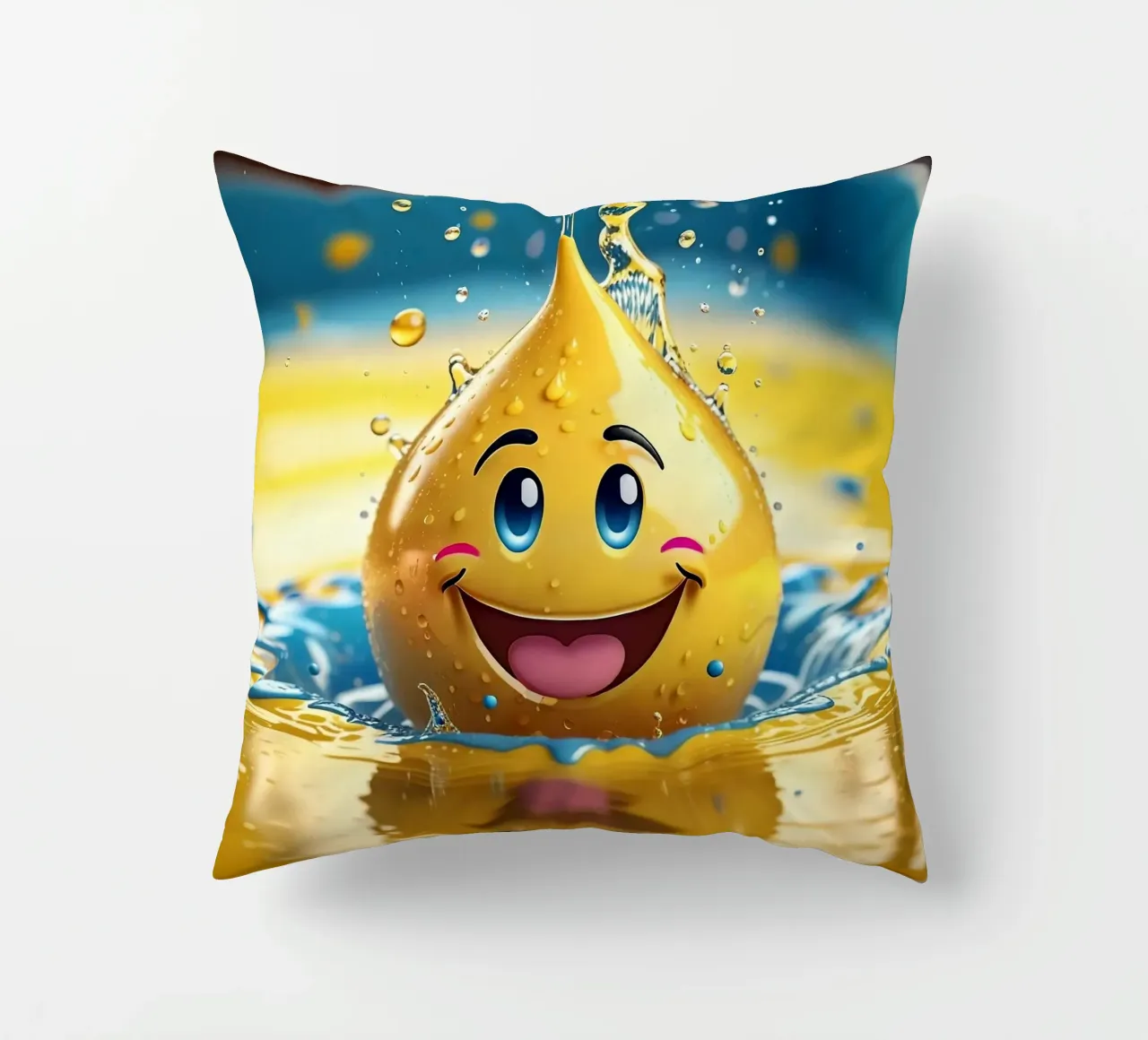 Emoji in acqua_2 cuscino da AI-Portraits by LK