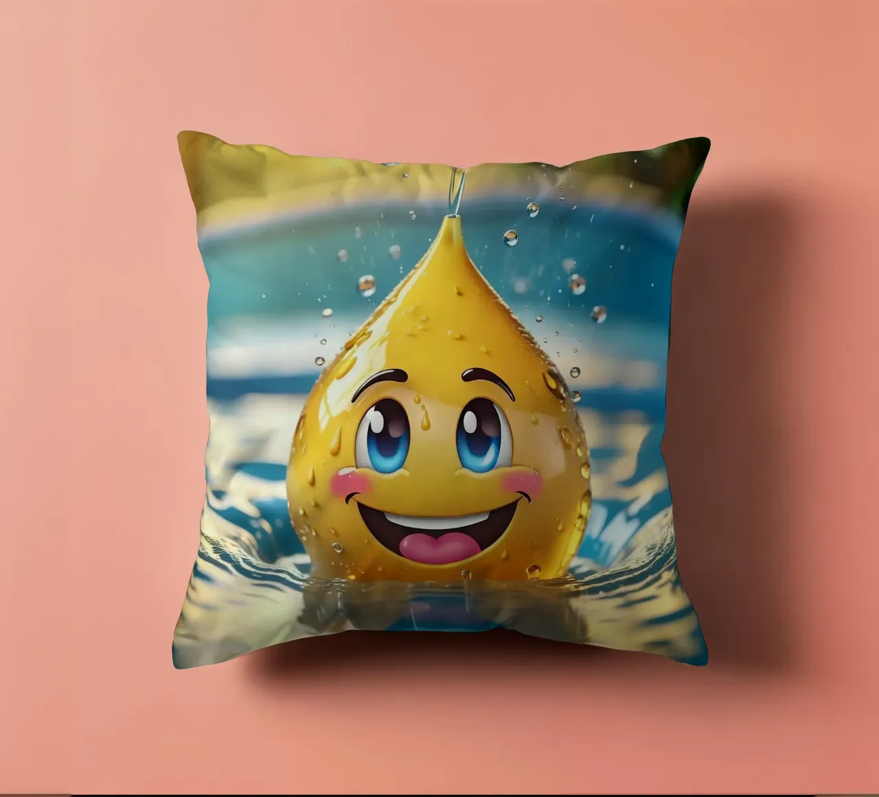 Emoji in acqua_3 cuscino da AI-Portraits by LK