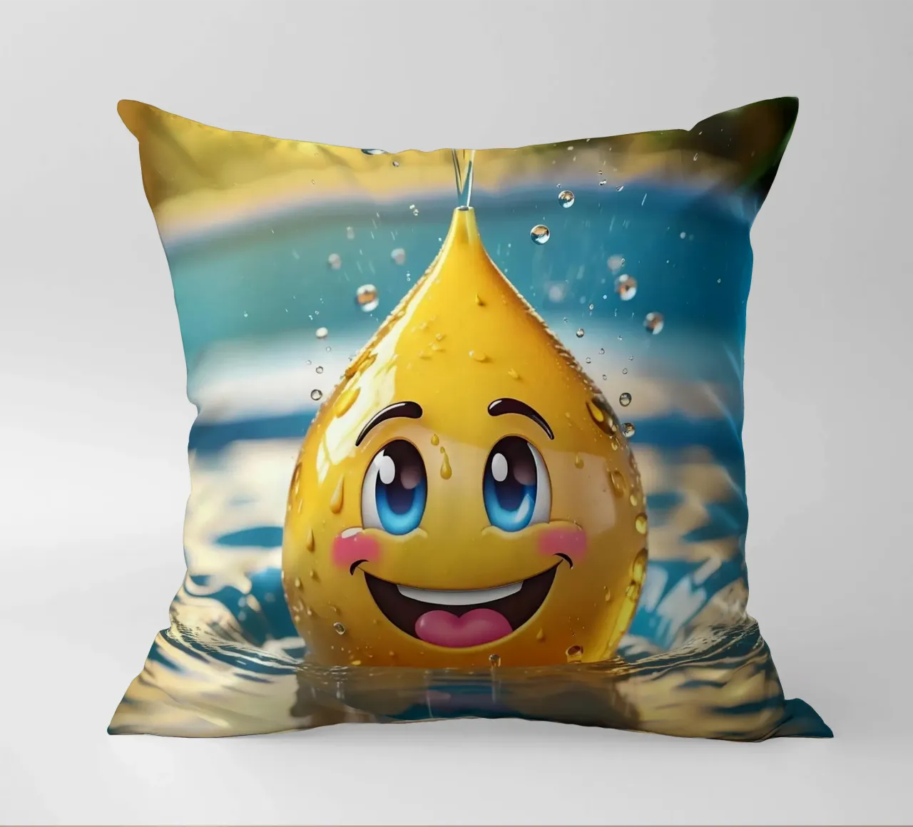 Emoji in acqua_3 cuscino da AI-Portraits by LK