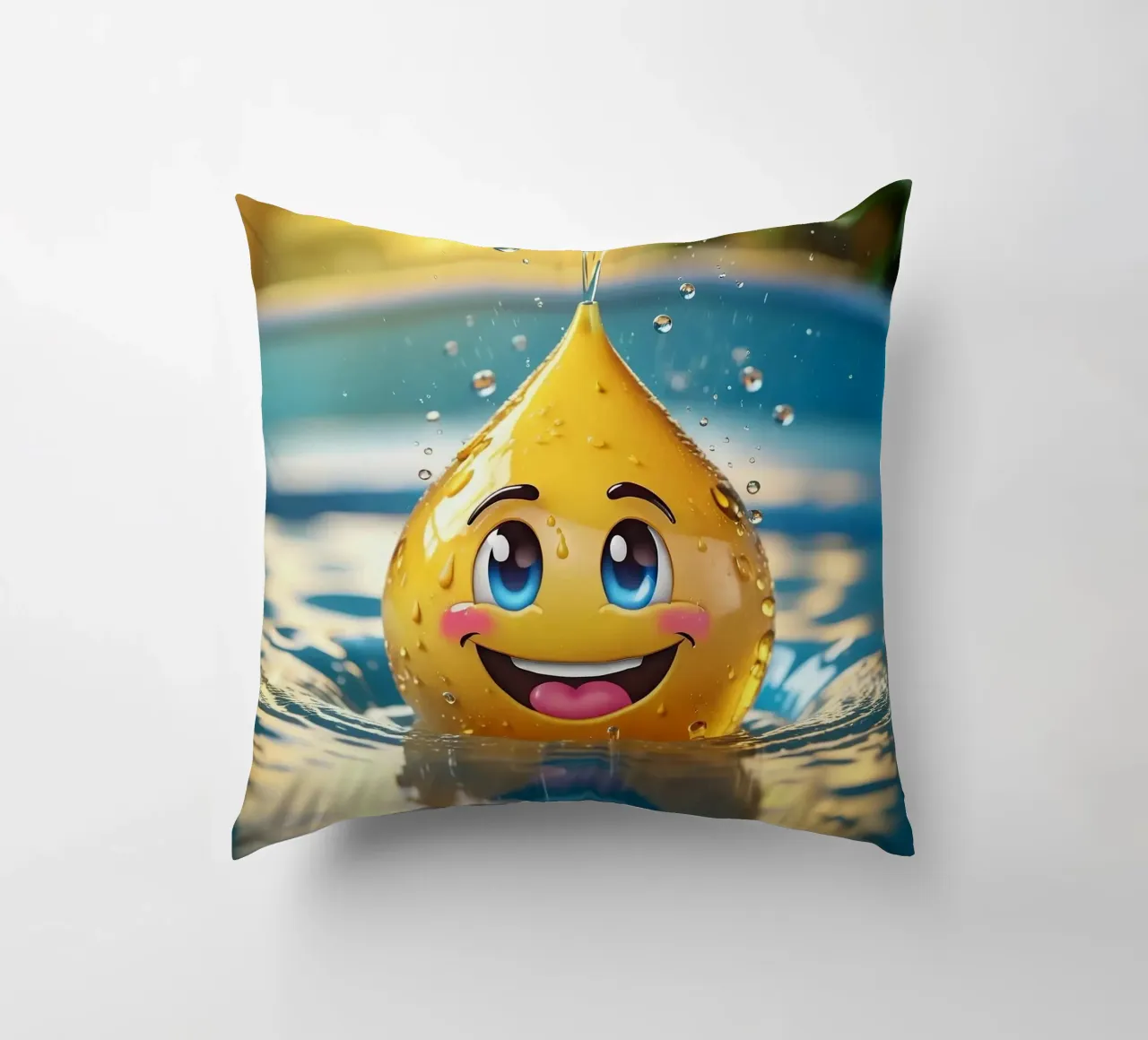 Emoji in acqua_3 cuscino da AI-Portraits by LK