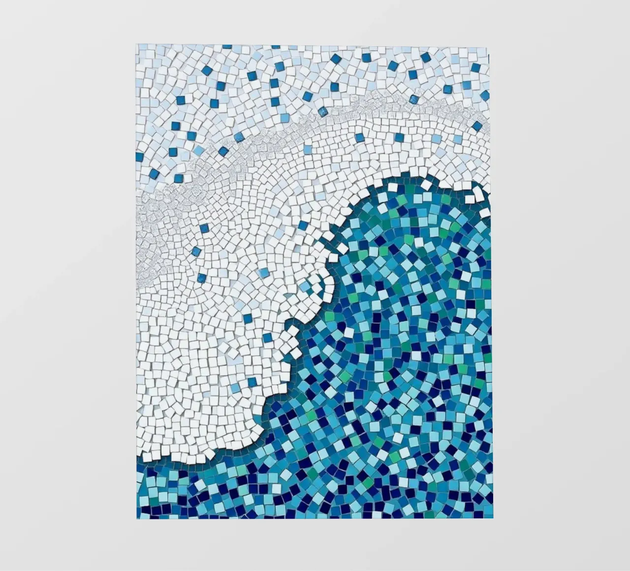 Marea tranquilla: un'onda serena in mosaico blu e bianco pellicola backlit da Artistic-shop
