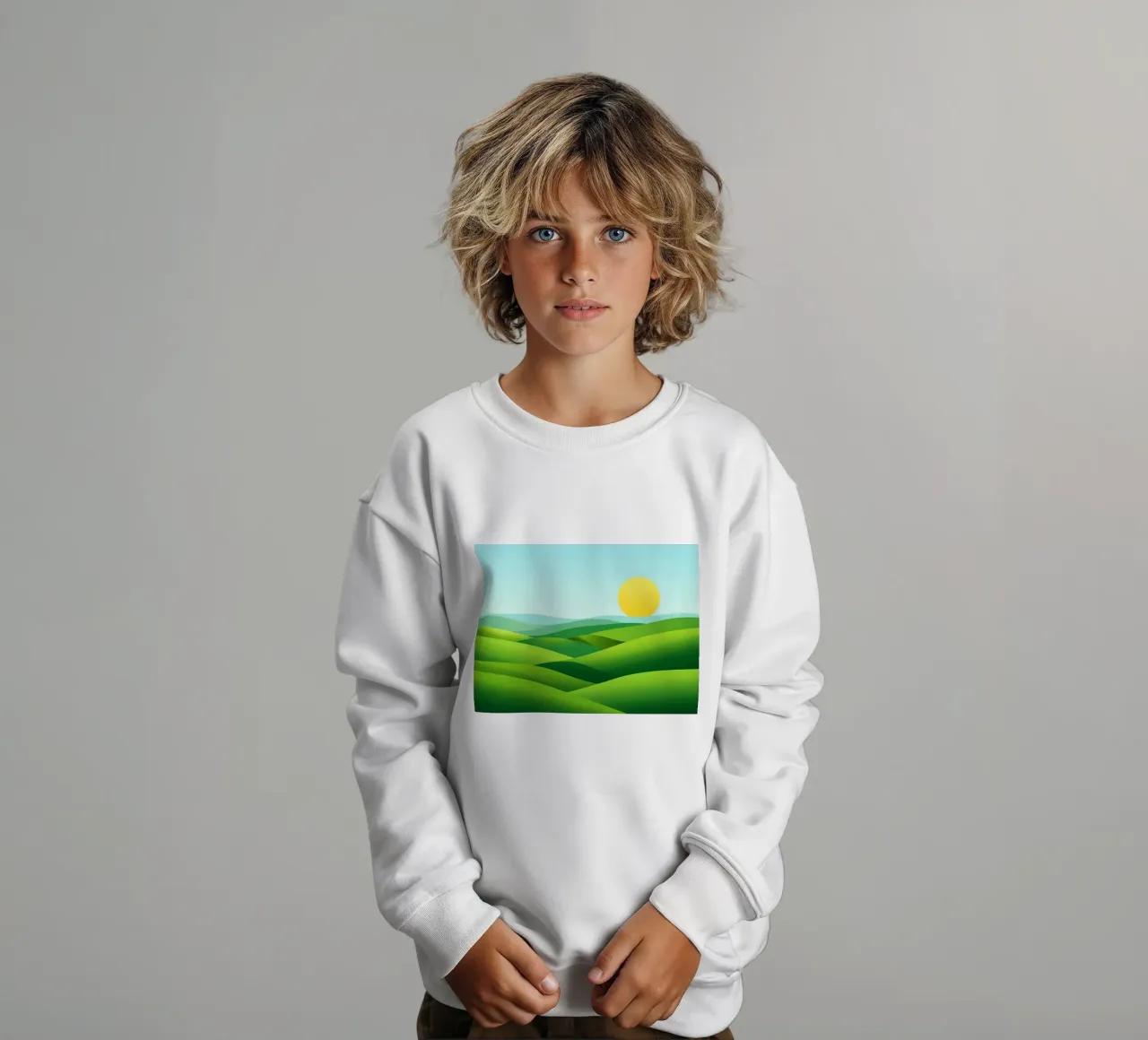 Colline verdi e sole splendente felpa bambino da Artistic-shop