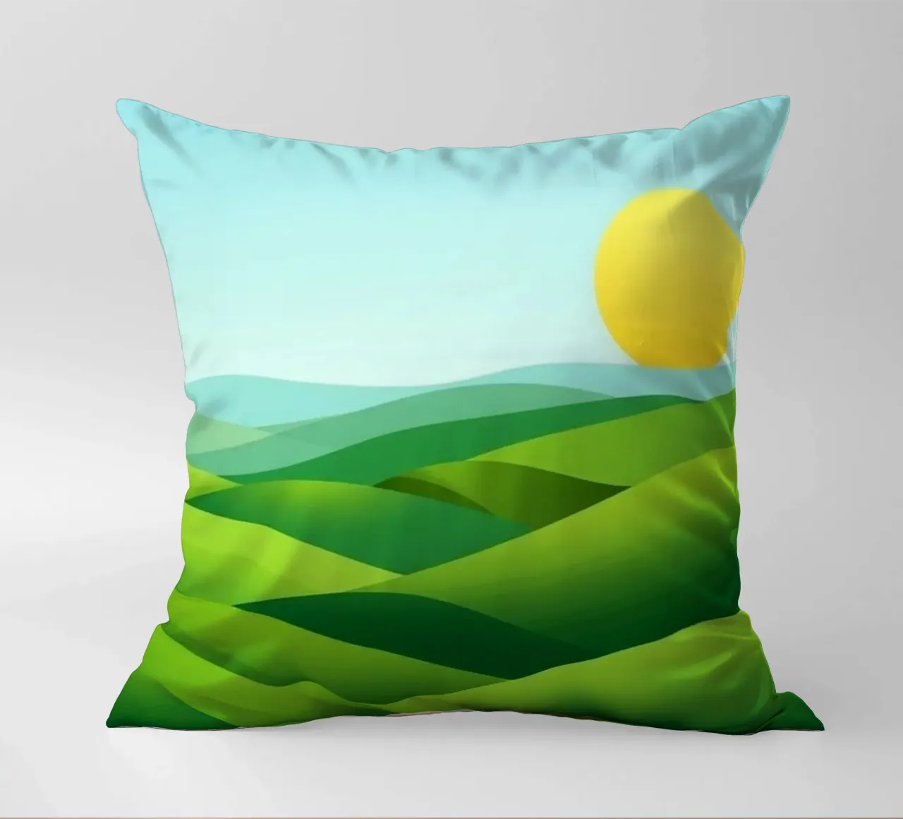 Colline verdi e sole splendente cuscino da Artistic-shop