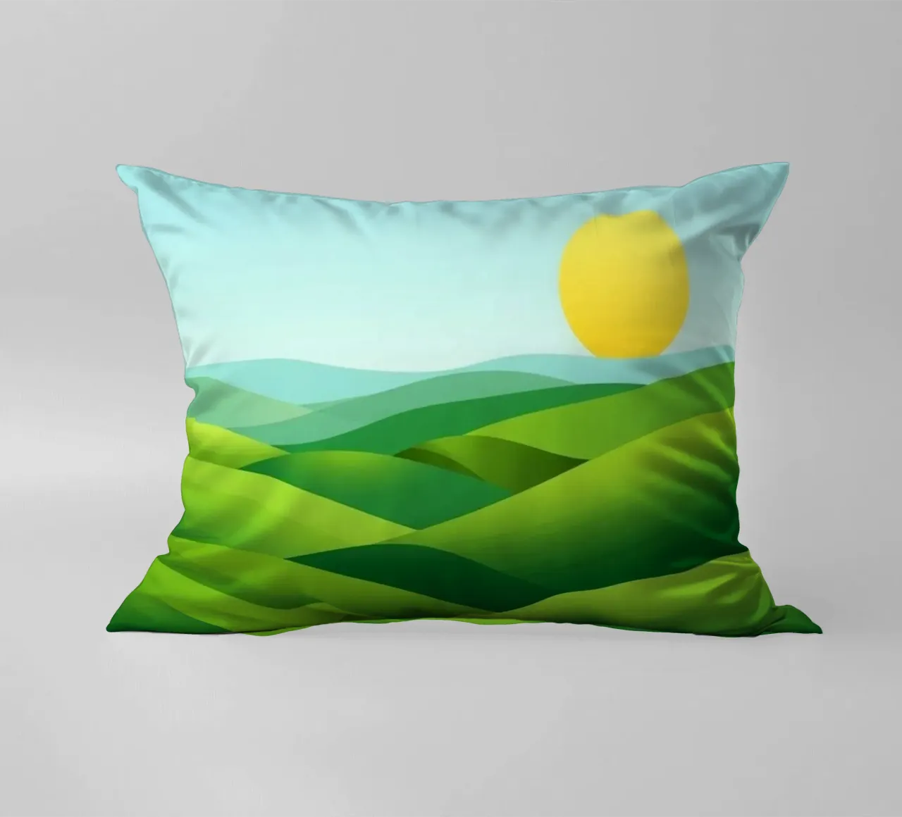 Colline verdi e sole splendente cuscino da Artistic-shop