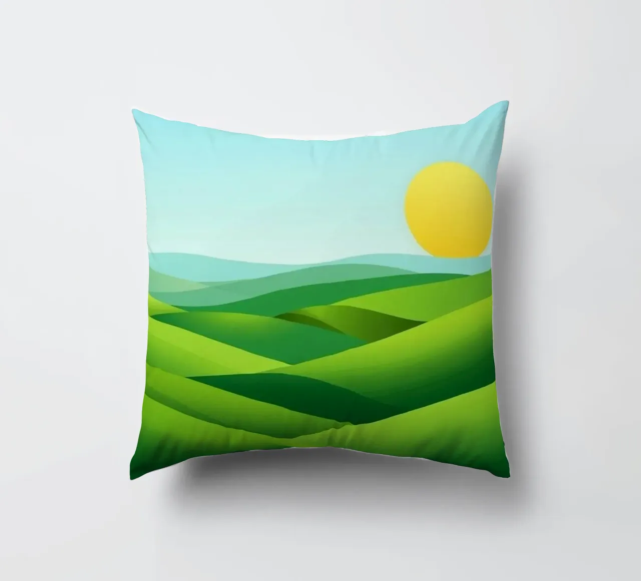 Colline verdi e sole splendente cuscino da Artistic-shop