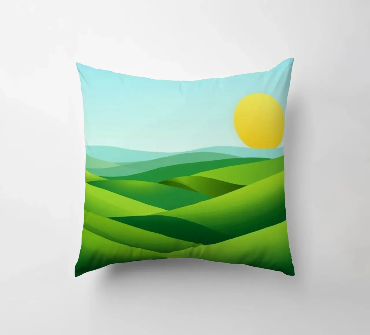 Colline verdi e sole splendente cuscino da Artistic-shop