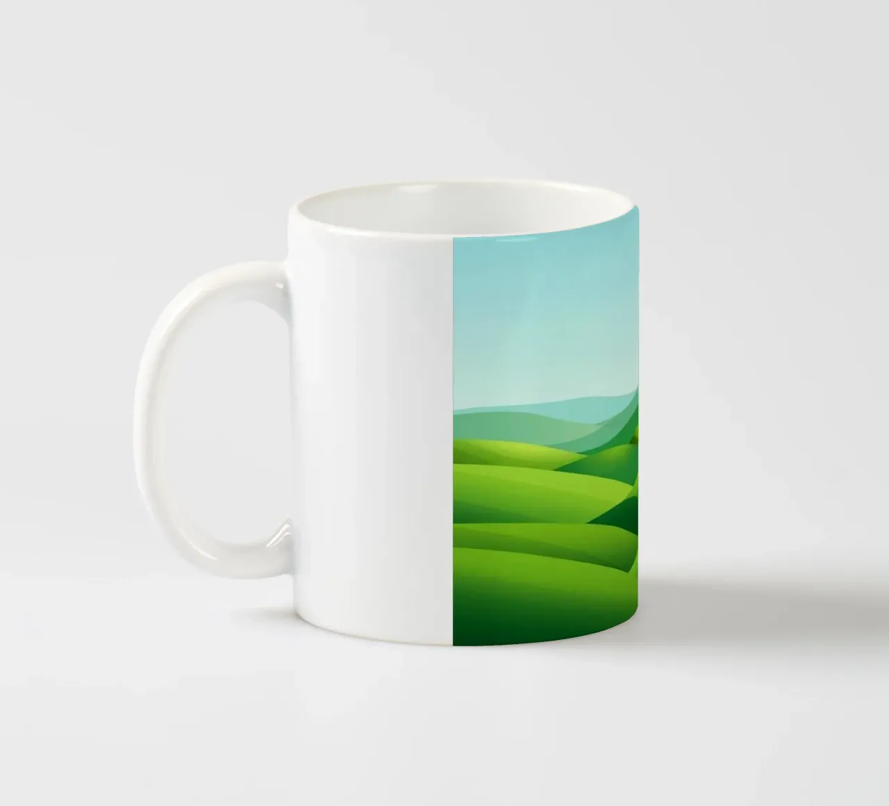 Colline verdi e sole splendente tazza in ceramica da Artistic-shop