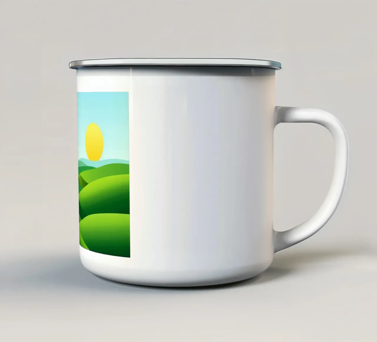 Colline verdi e sole splendente tazza in smalto da Artistic-shop