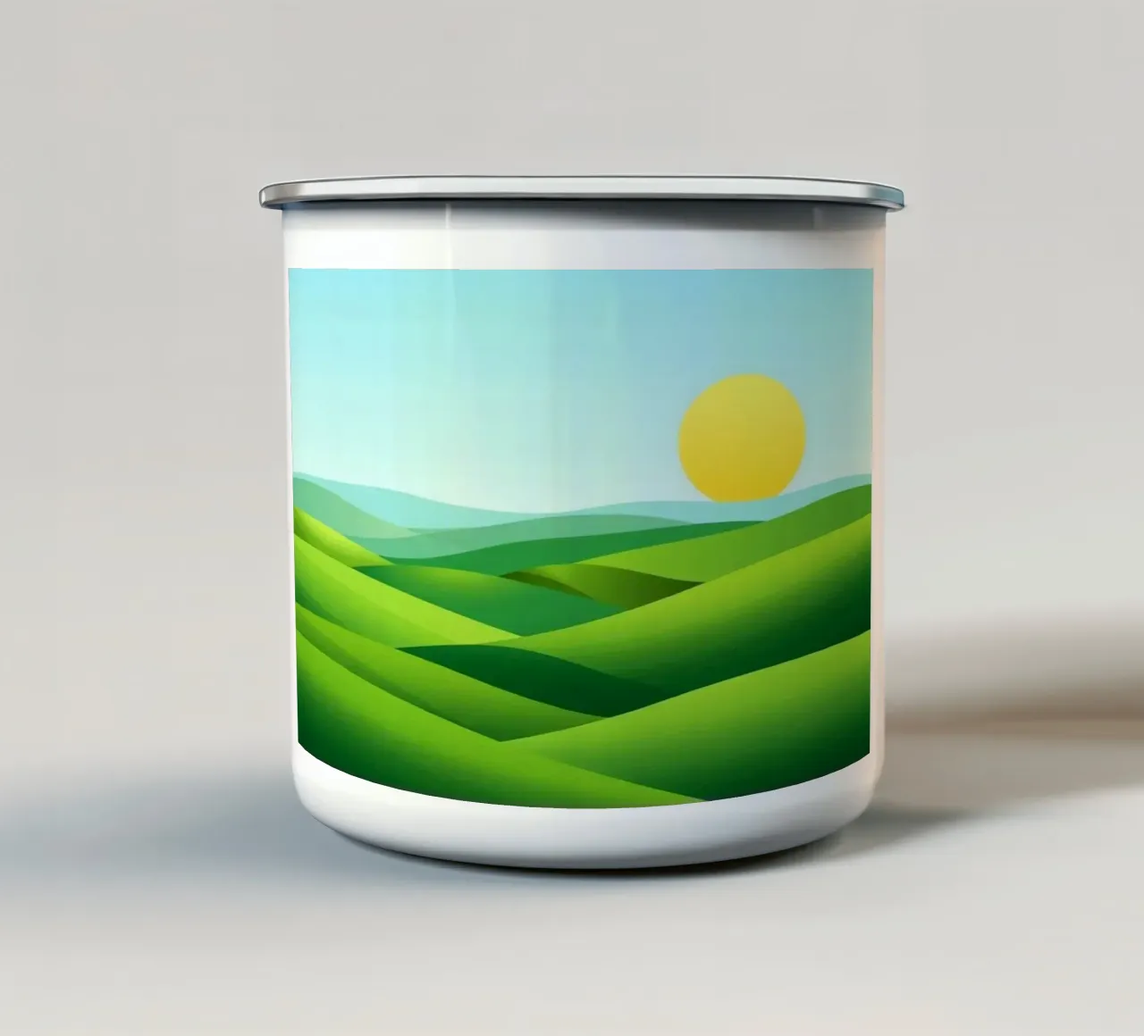 Colline verdi e sole splendente tazza in smalto da Artistic-shop