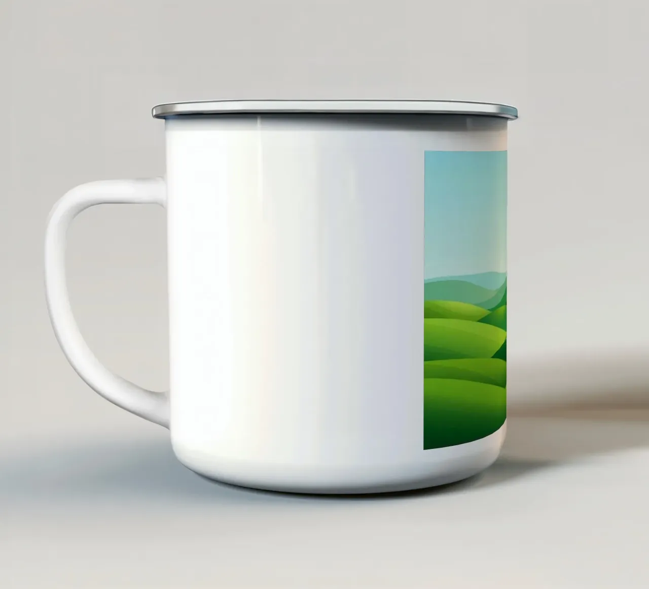 Colline verdi e sole splendente tazza in smalto da Artistic-shop