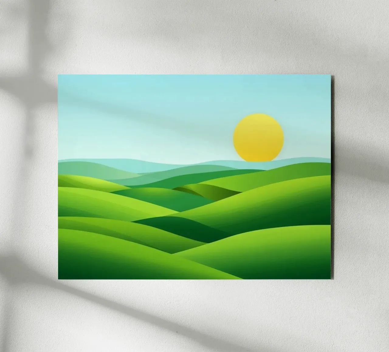 Colline verdi e sole splendente alluminio dibond da Artistic-shop