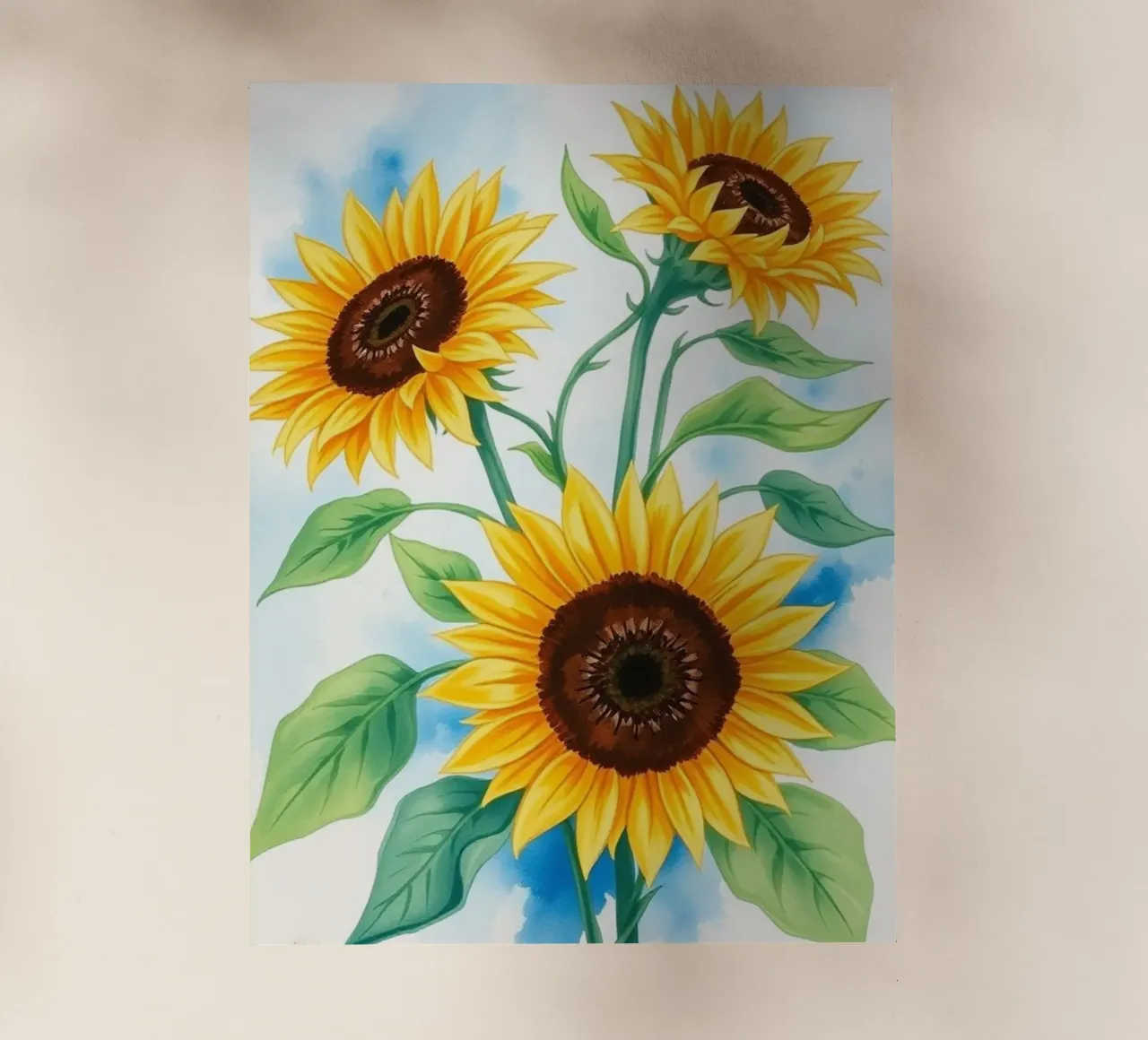 Radiosità dorata: Un trittico di acquerelli vibranti pellicola backlit da Artistic-shop