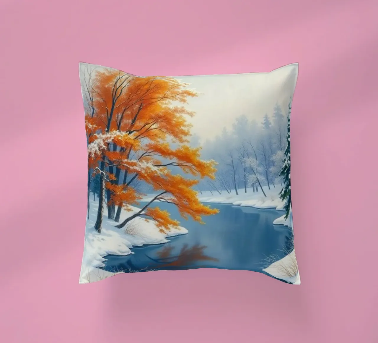 L'abbraccio dell'inverno: Il duraturo splendore dell'autunno cuscino da Artistic-shop