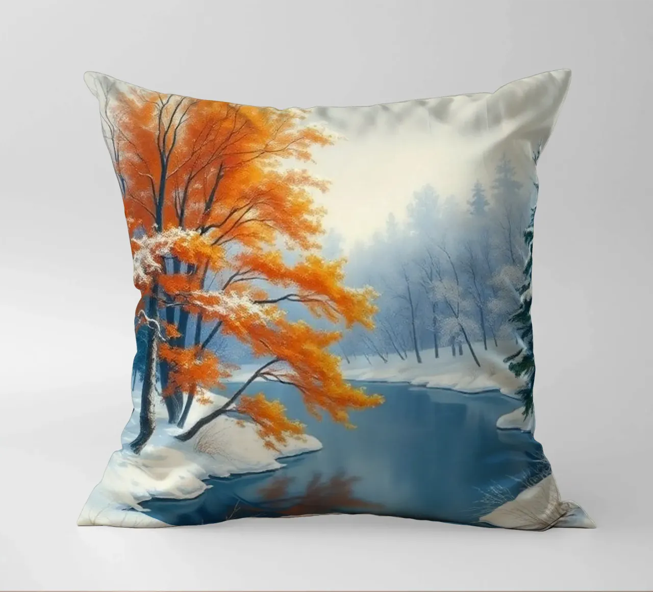 L'abbraccio dell'inverno: Il duraturo splendore dell'autunno cuscino da Artistic-shop