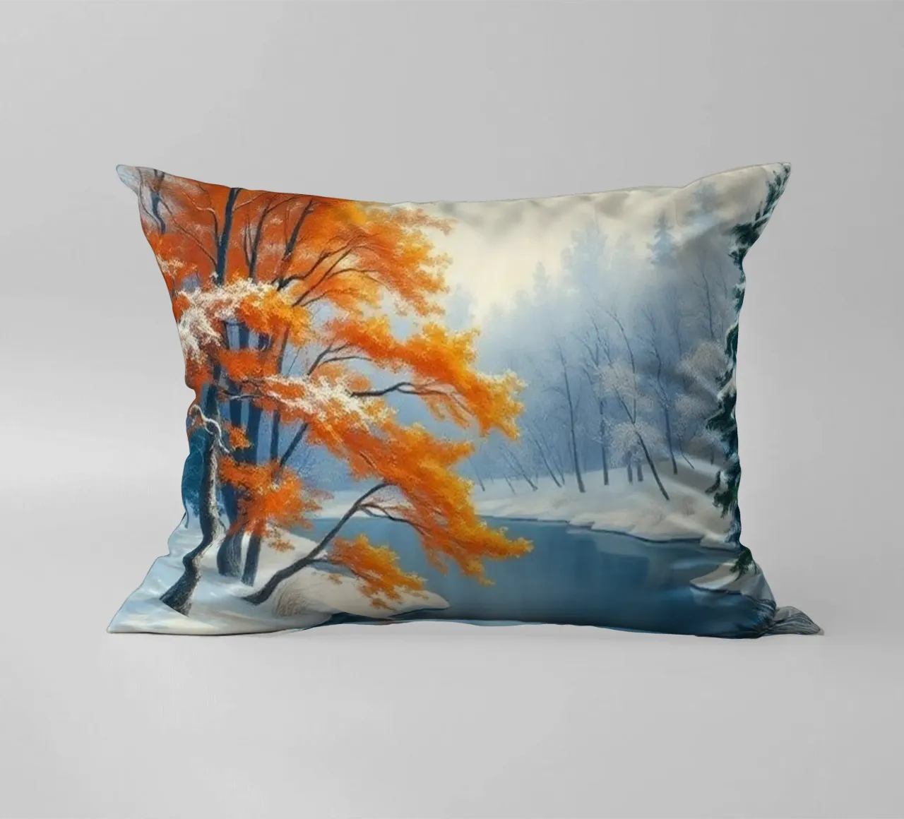 L'abbraccio dell'inverno: Il duraturo splendore dell'autunno cuscino da Artistic-shop