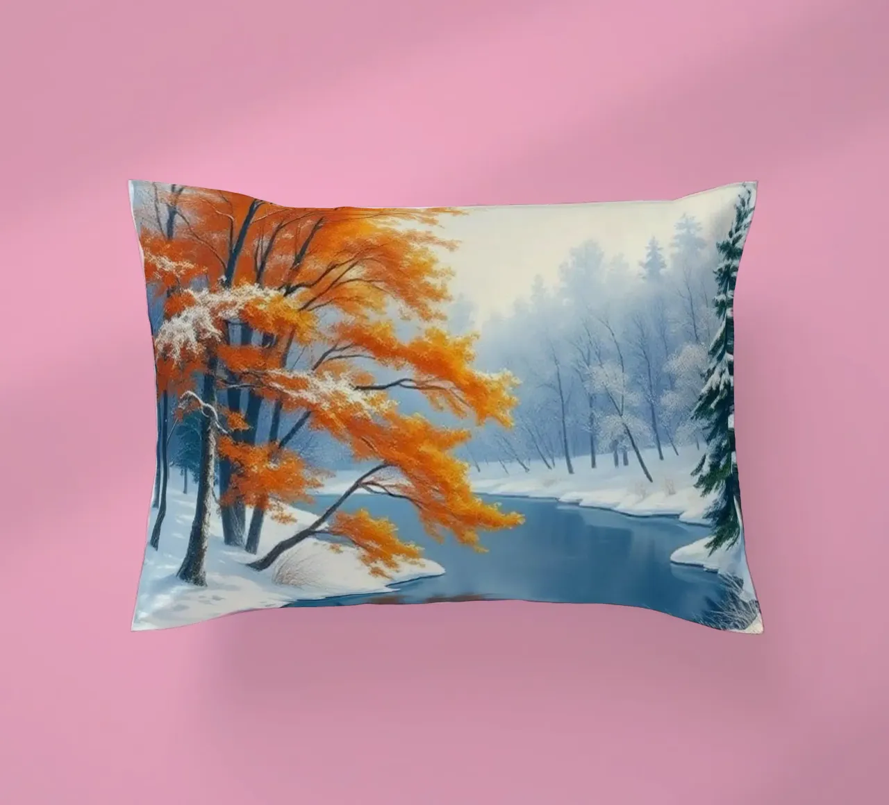 L'abbraccio dell'inverno: Il duraturo splendore dell'autunno cuscino da Artistic-shop