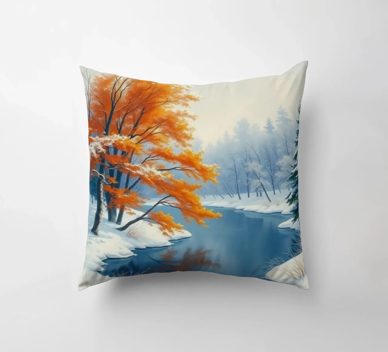 L'abbraccio dell'inverno: Il duraturo splendore dell'autunno cuscino da Artistic-shop