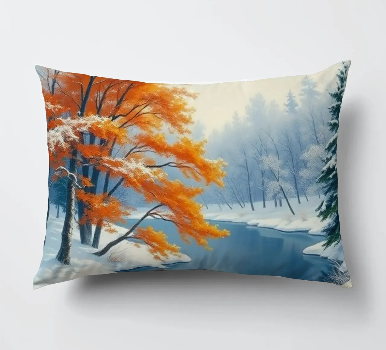 L'abbraccio dell'inverno: Il duraturo splendore dell'autunno cuscino da Artistic-shop
