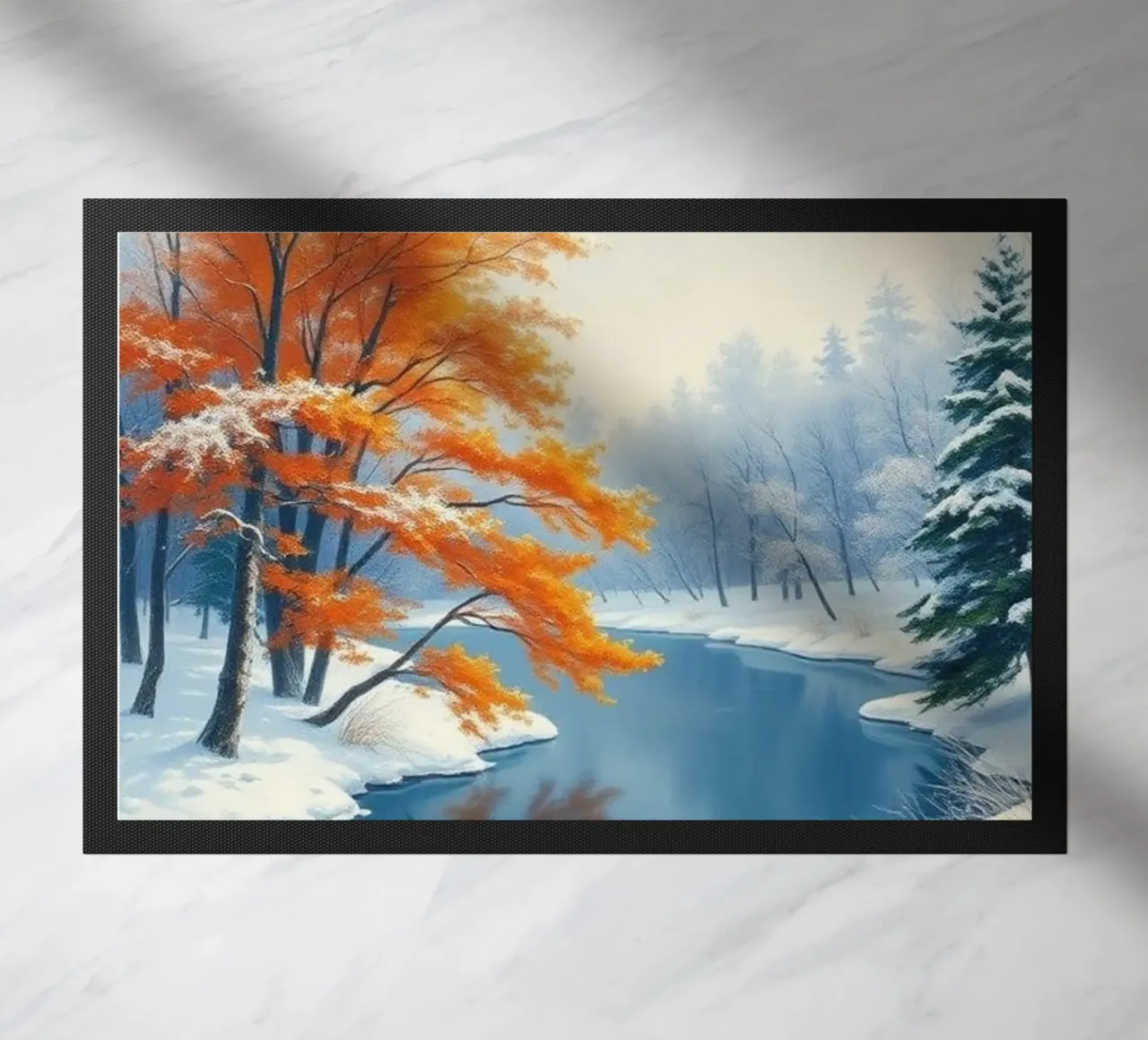 L'abbraccio dell'inverno: Il duraturo splendore dell'autunno zerbino da Artistic-shop