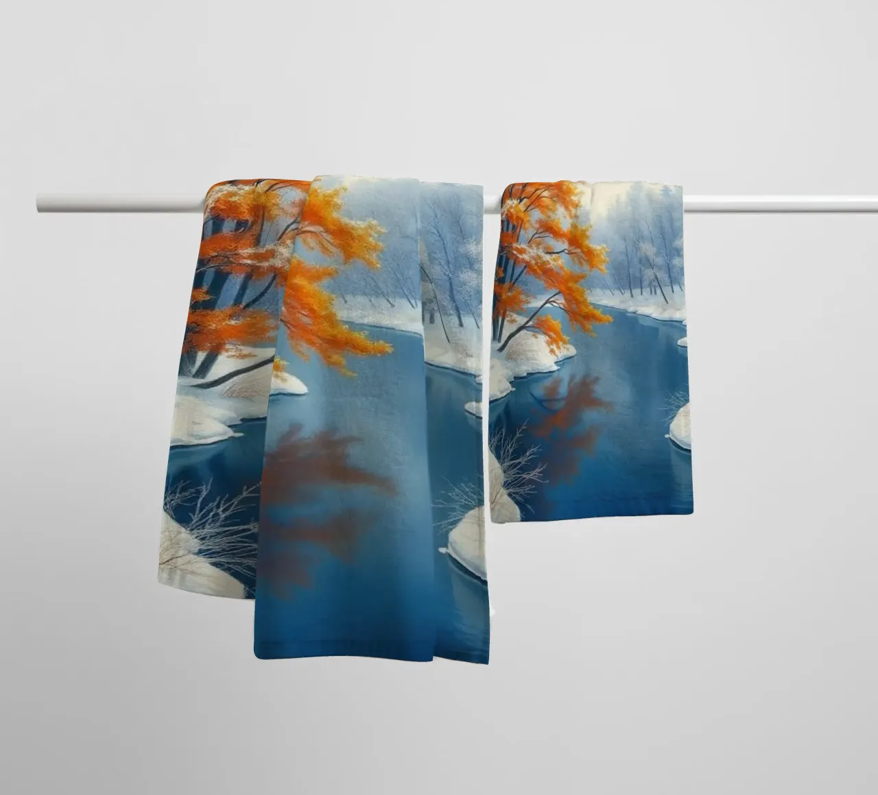 L'abbraccio dell'inverno: Il duraturo splendore dell'autunno asciugamano da bagno da Artistic-shop