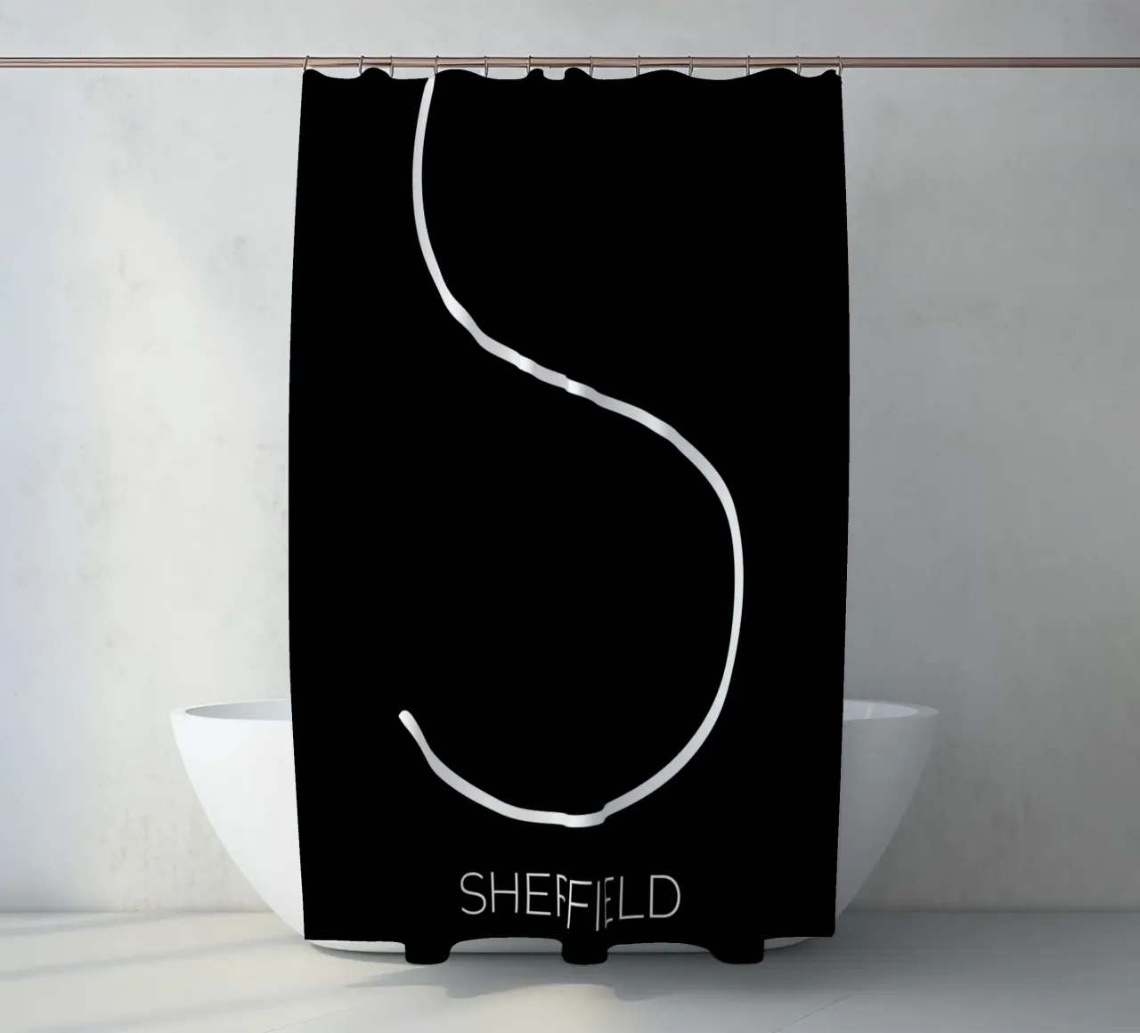 SHEFFIELD - black shower curtain by CityLights