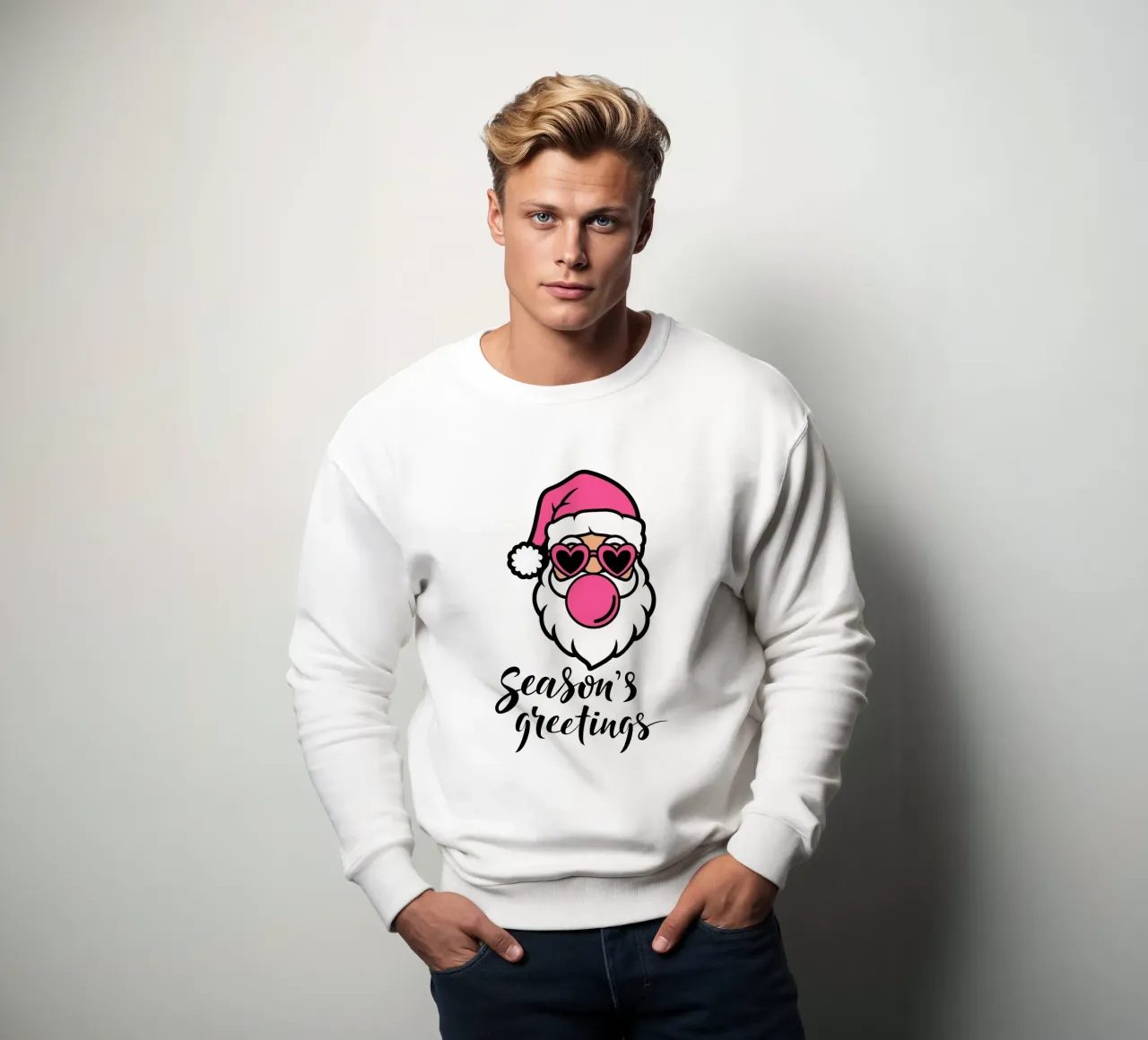 Auguri di stagione - Babbo Natale rosa felpa da ArtDesign by KBK