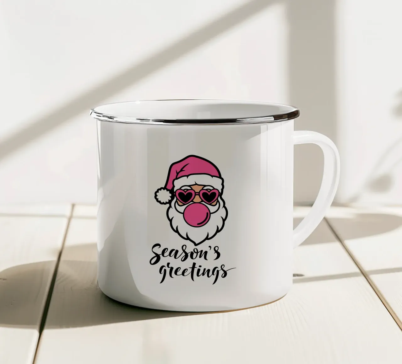 Auguri di stagione - Babbo Natale rosa tazza in smalto da ArtDesign by KBK