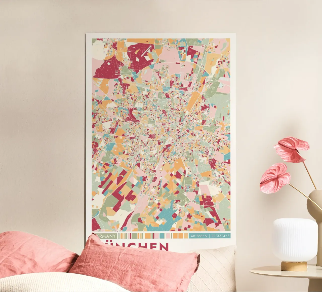 Città di Monaco carta hahnemühle da CityMapPoster