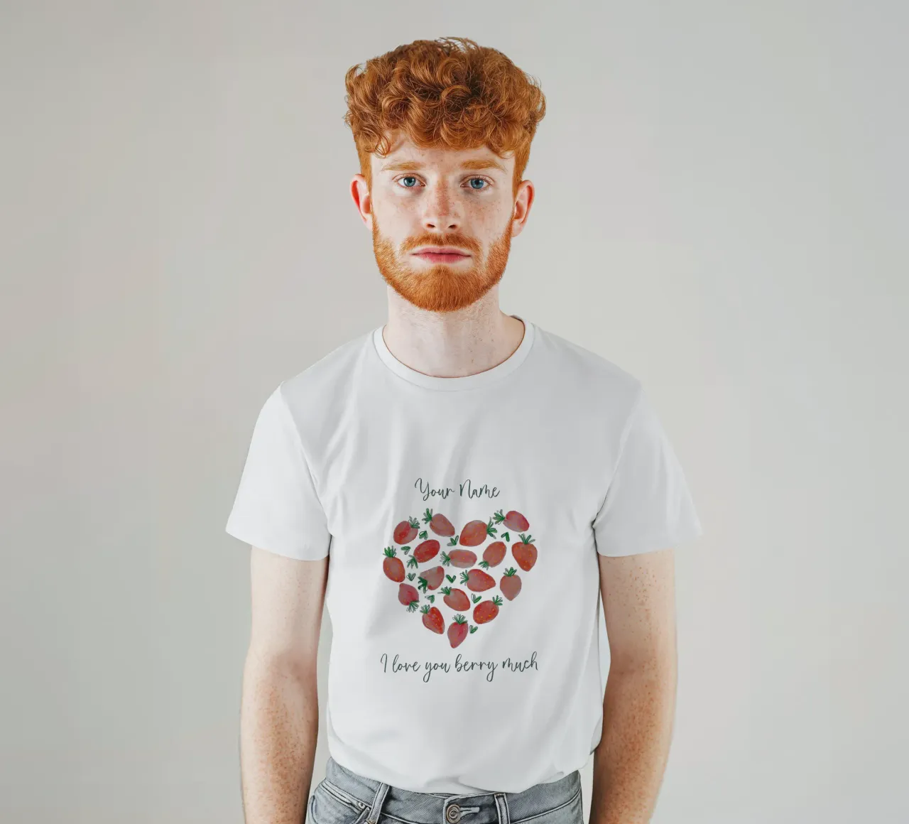 Personalisierbar "Ti amo tanto" - Erdbeeren & Herz t-shirt da ms.Hey! textildesign