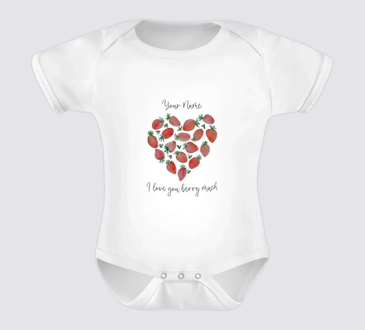 Personalisierbar "Ti amo tanto" - Erdbeeren & Herz body neonato maniche corte da ms.Hey! textildesign