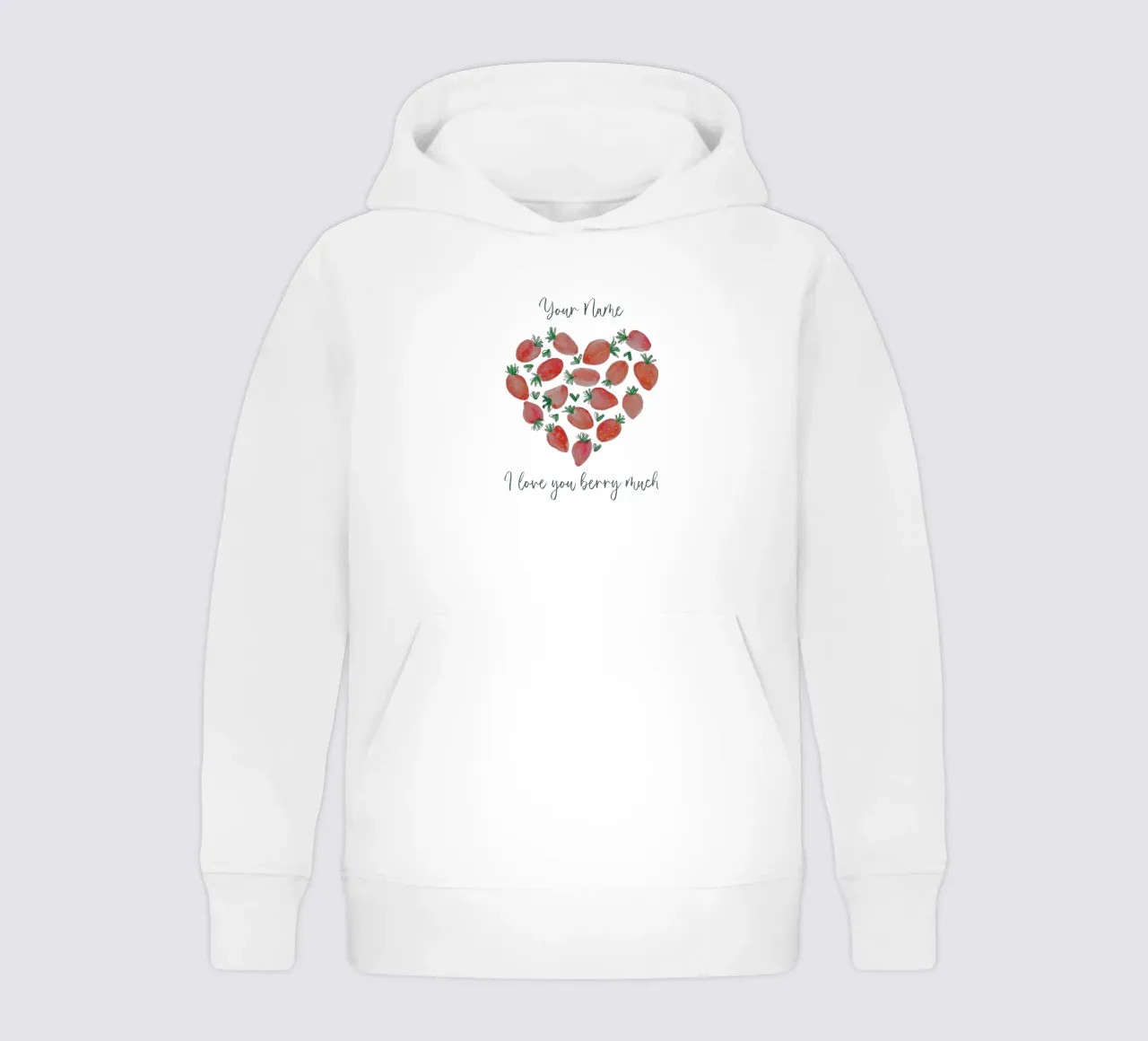 Personalisierbar "Ti amo tanto" - Erdbeeren & Herz felpa bambino con cappuccio da ms.Hey! textildesign