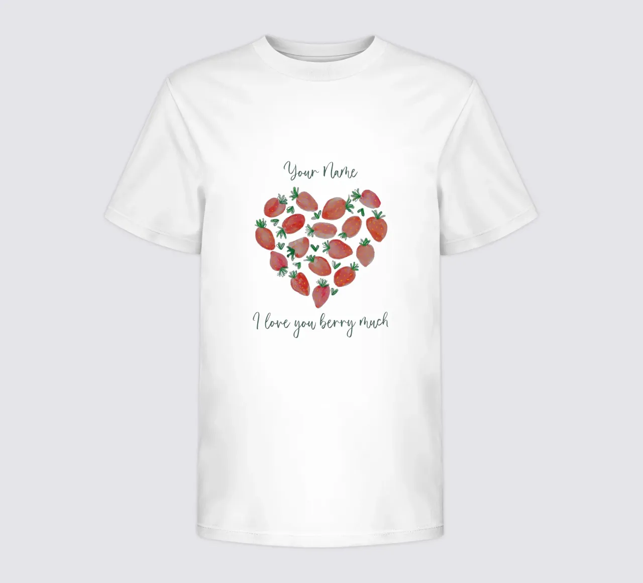 Personalisierbar "I love you berry much" - Erdbeeren & Herz kids t-shirt by ms.Hey! textildesign