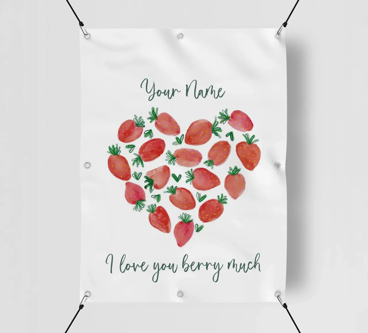 Personalisierbar "Ti amo tanto" - Erdbeeren & Herz telo in pvc da ms.Hey! textildesign