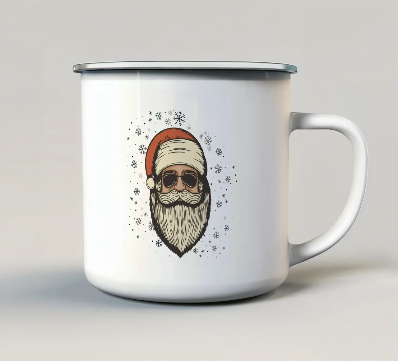 Babbo Natale con occhiali da sole tazza in smalto da ArtDesign by KBK