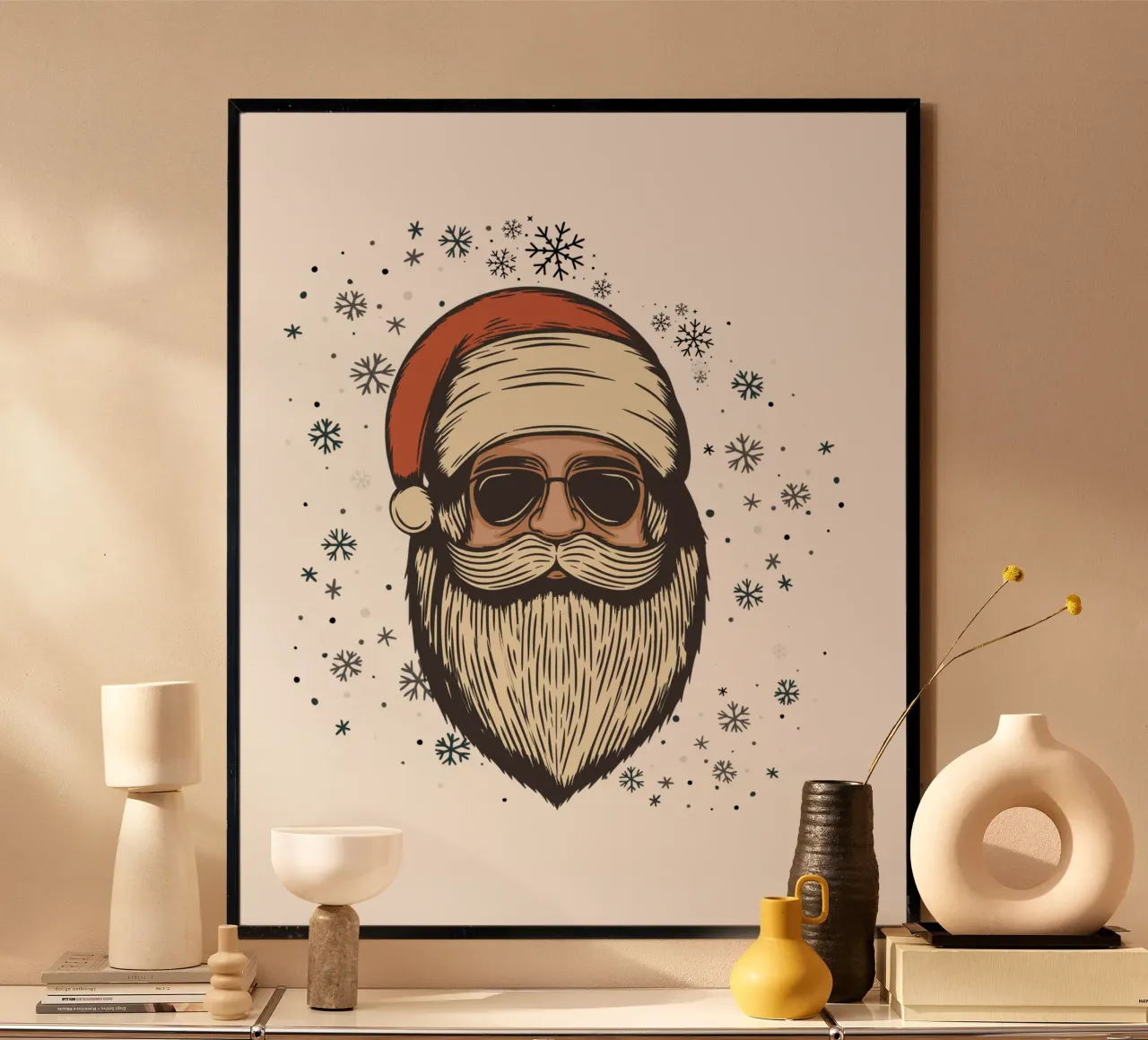 Babbo Natale con occhiali da sole carta hahnemühle da ArtDesign by KBK