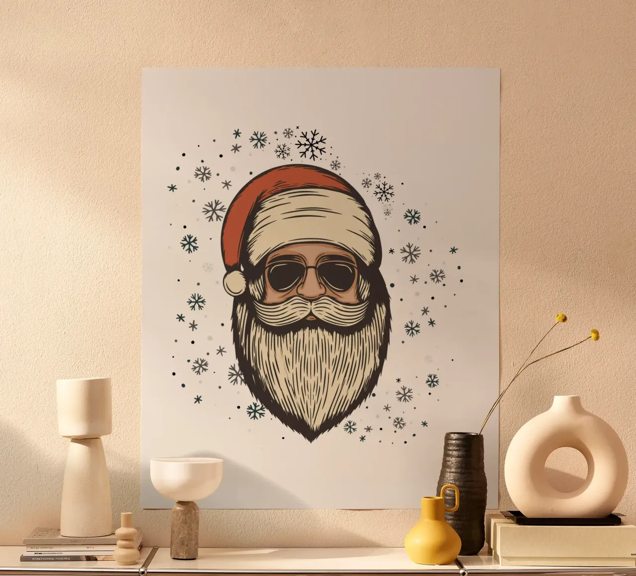 Babbo Natale con occhiali da sole carta hahnemühle da ArtDesign by KBK
