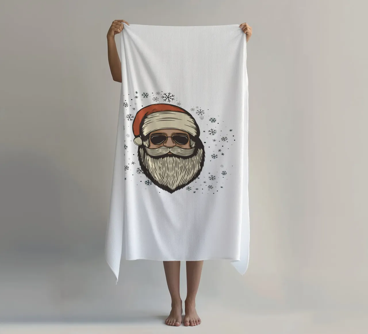 Babbo Natale con occhiali da sole telo mare da ArtDesign by KBK