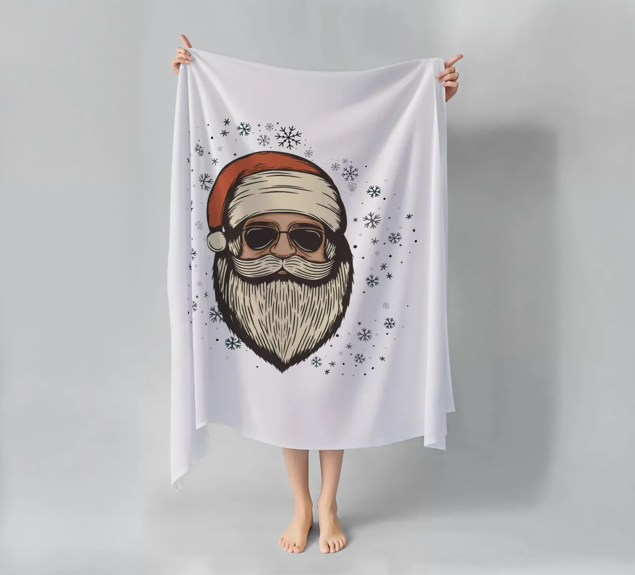 Babbo Natale con occhiali da sole telo mare da ArtDesign by KBK