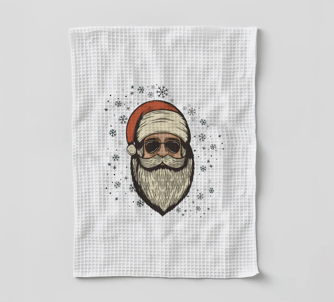 Babbo Natale con occhiali da sole canovaccio da cucina da ArtDesign by KBK