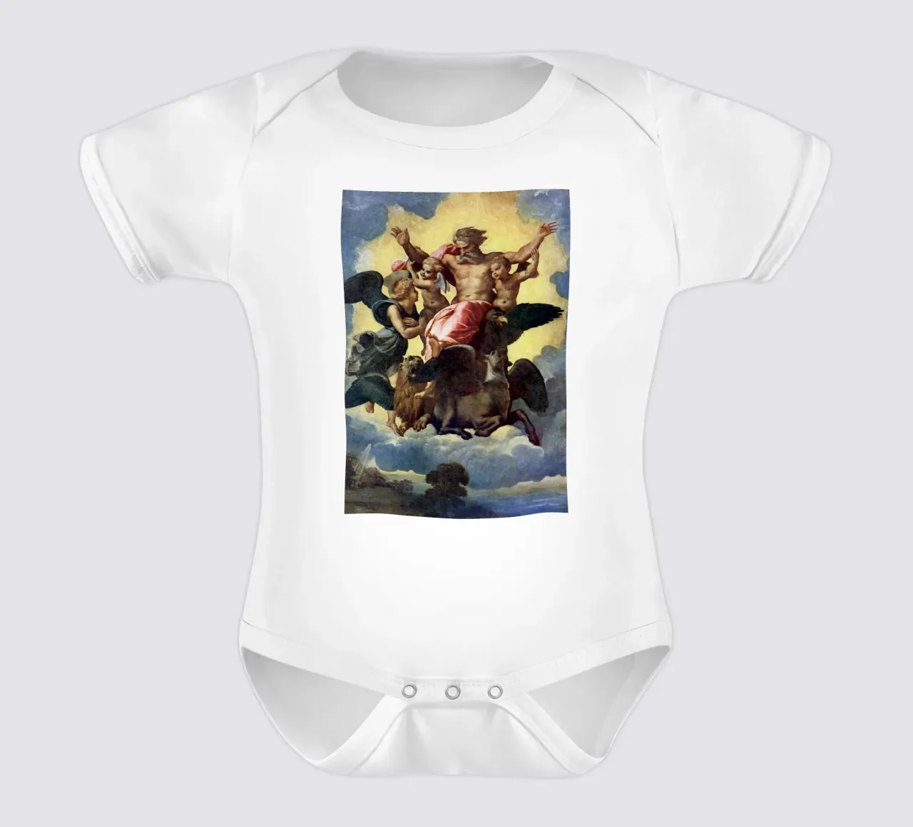 Raffaello - Visione di Ezechiele 1518 | Alto Rinascimento religioso body neonato maniche corte da DreamPrints