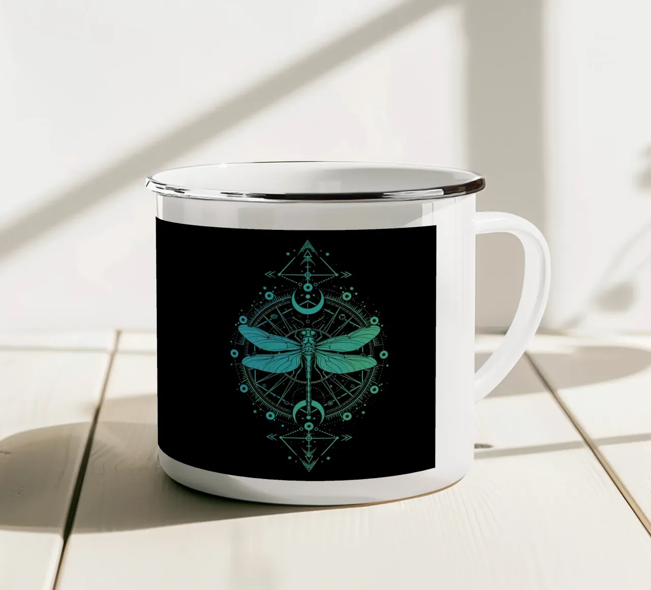 Astronomie - Libellula mandala blu turchese tazza in smalto da LM2KONE