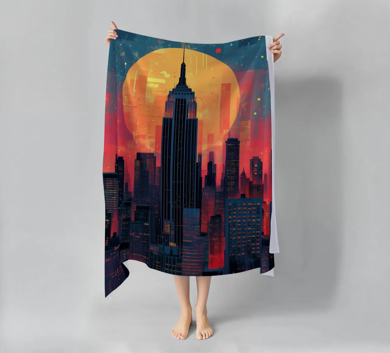 Acquerello di New York telo mare da Justyna Jaszke JBJart