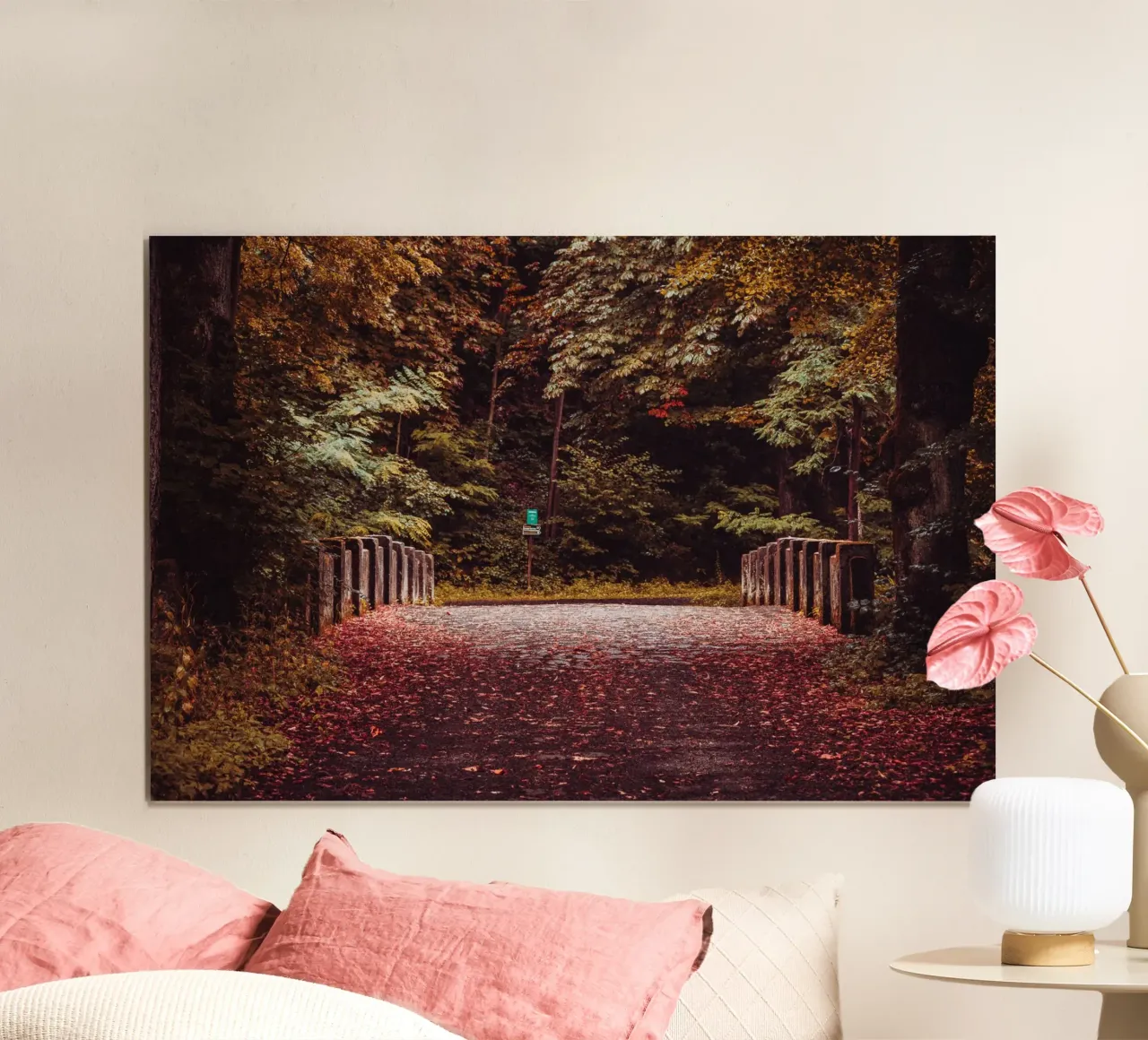 Lonely bridge in autumn | Autumn leaves | Forest & trees hahnemühle by Bold and Retro