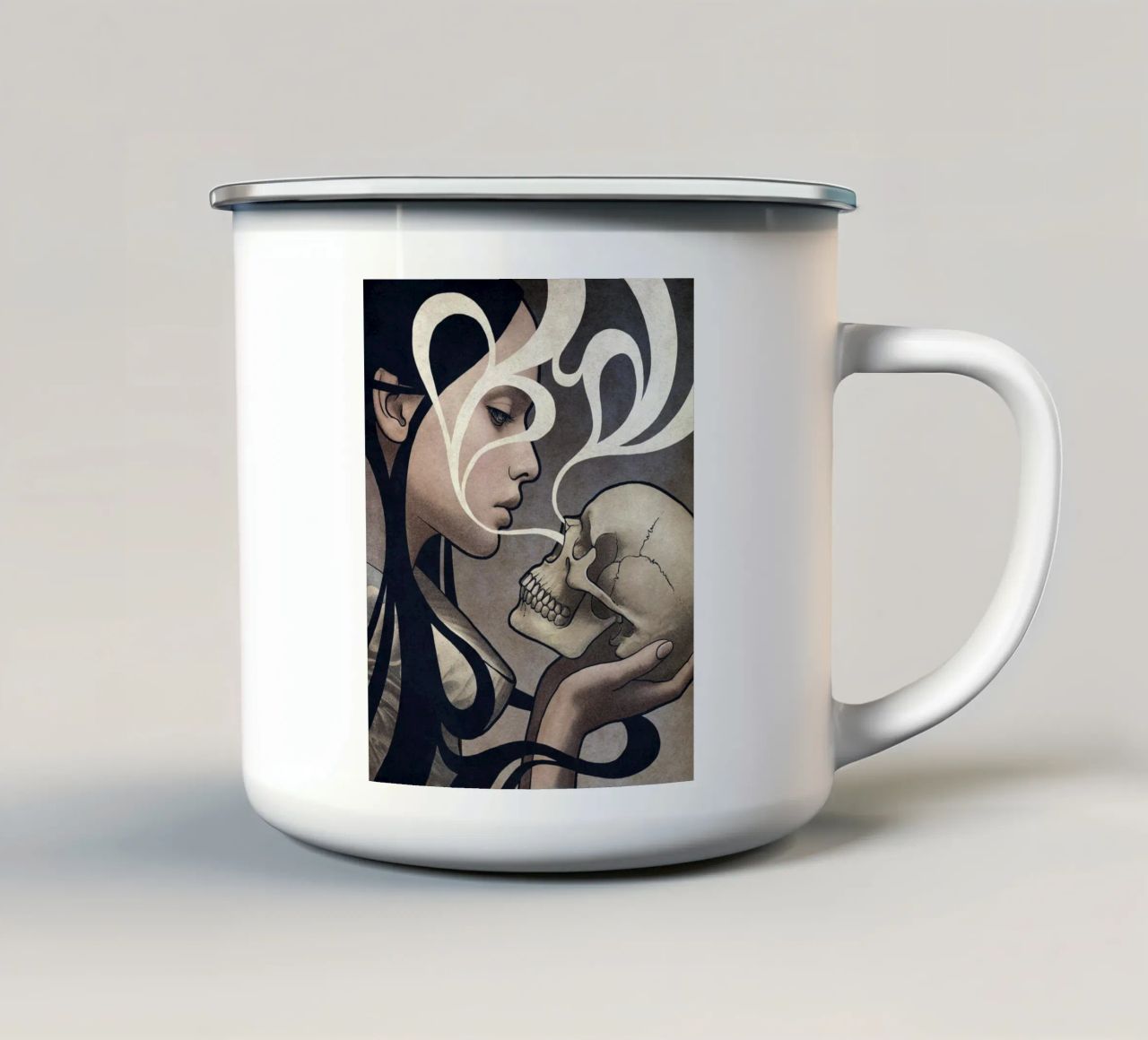 Memento tazza in smalto da Kuba Gornowicz