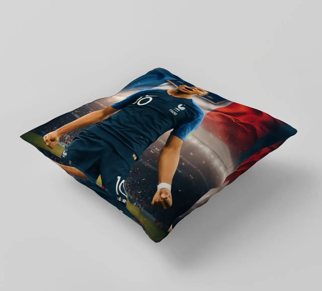 Scivolone della vittoria di Kylian Mbappe cuscino da Lembayung art