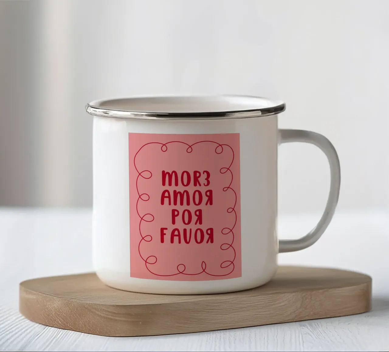 Più amore per il favore rosa tazza in smalto da galihstudio