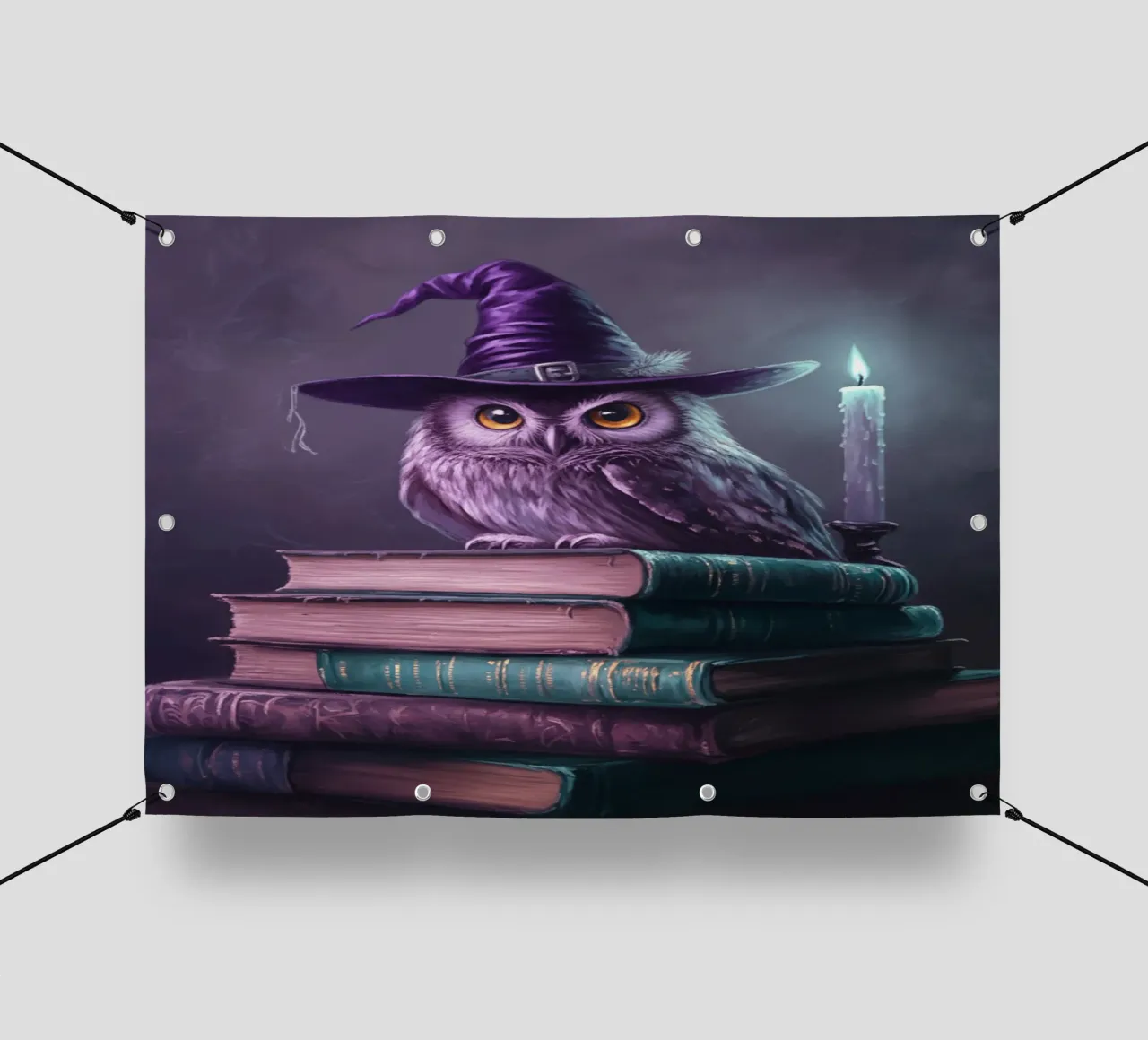 disegno di gufo e libro telo in pvc da edelweiz