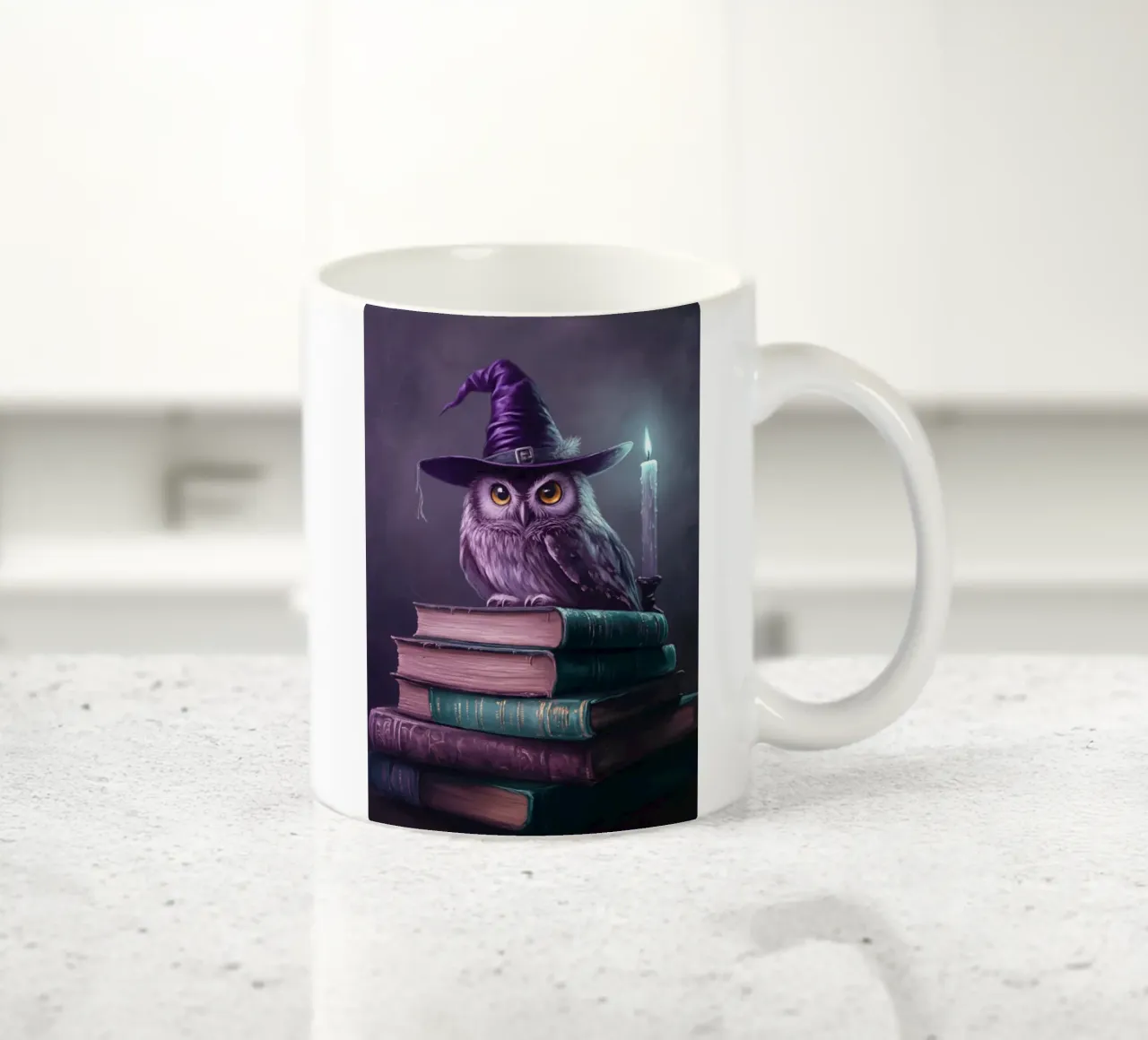 disegno di gufo e libro tazza in ceramica da edelweiz