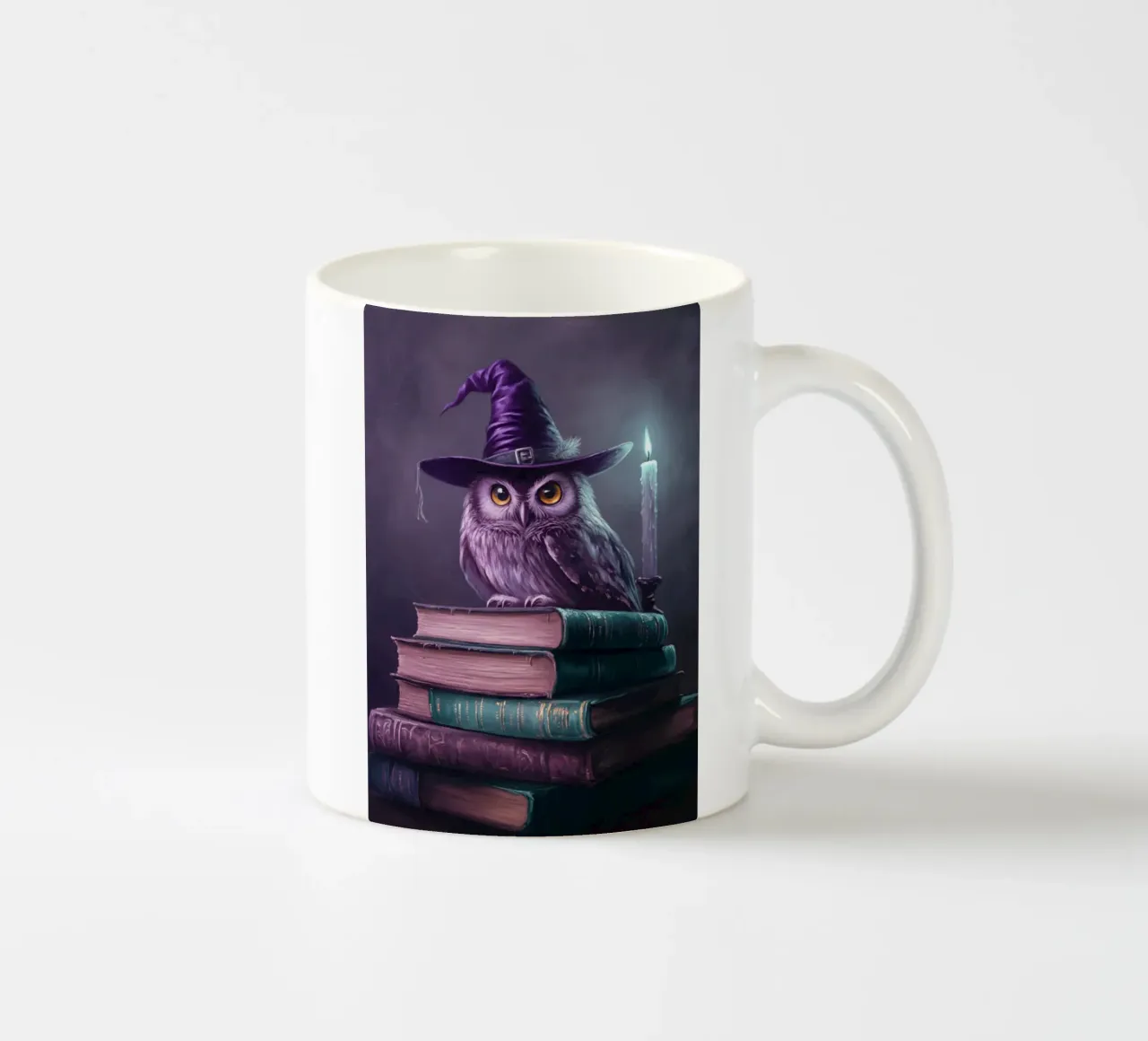 disegno di gufo e libro tazza in ceramica da edelweiz